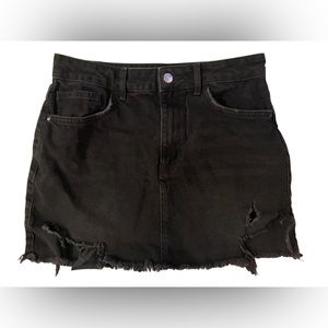 F21 Distressed High-Waisted Mini Skirt